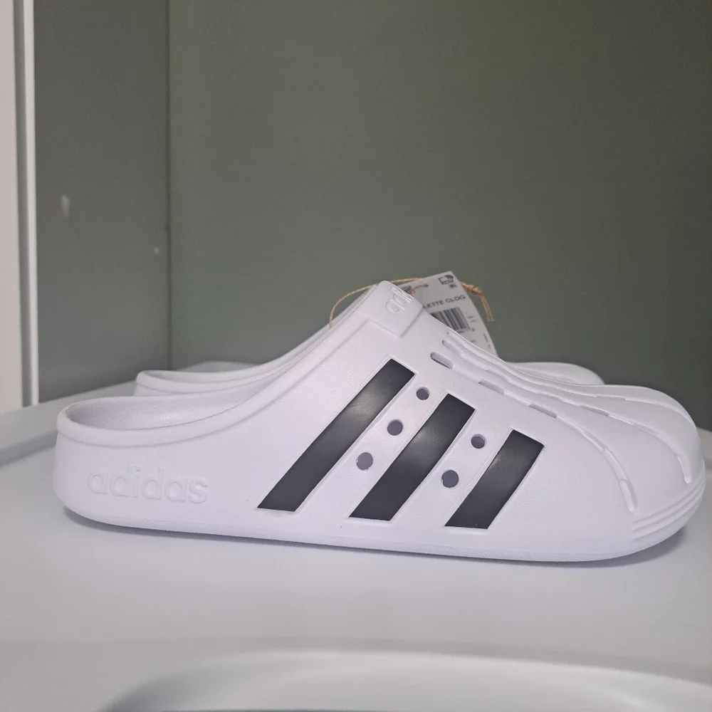 Adidas Adilette Slide Clog White Women 8 NWT - Picture 3 of 9